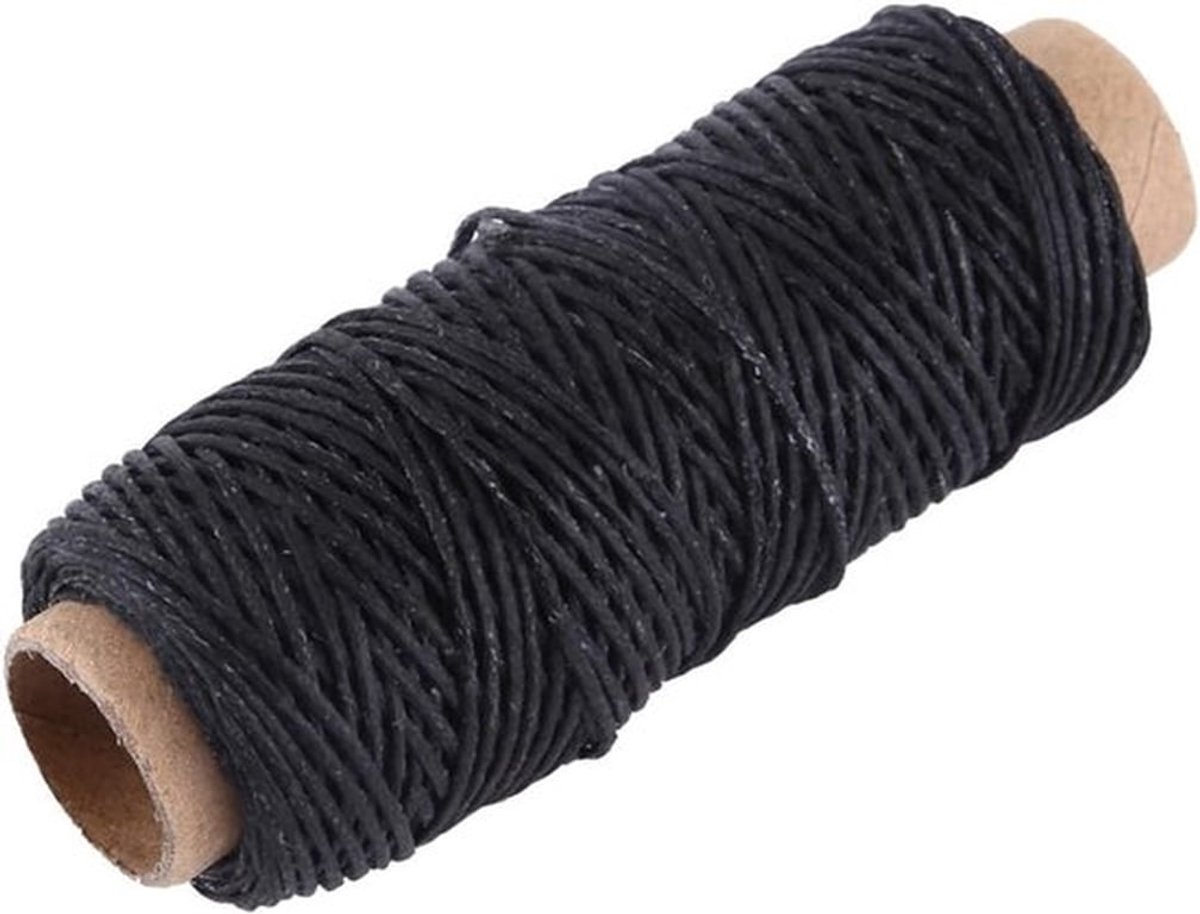Leren naaigaren voor handstikken, waxed thread voor leerbewerking en ambachtelijke projecten - 150D 50m (Zwart)
