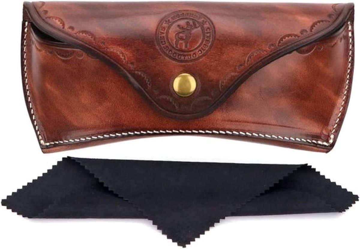 Deluxe Leren Bril Etui voor Zonnebrillen en Leesbrillen - Duurzame Opslagdoos voor Brillen