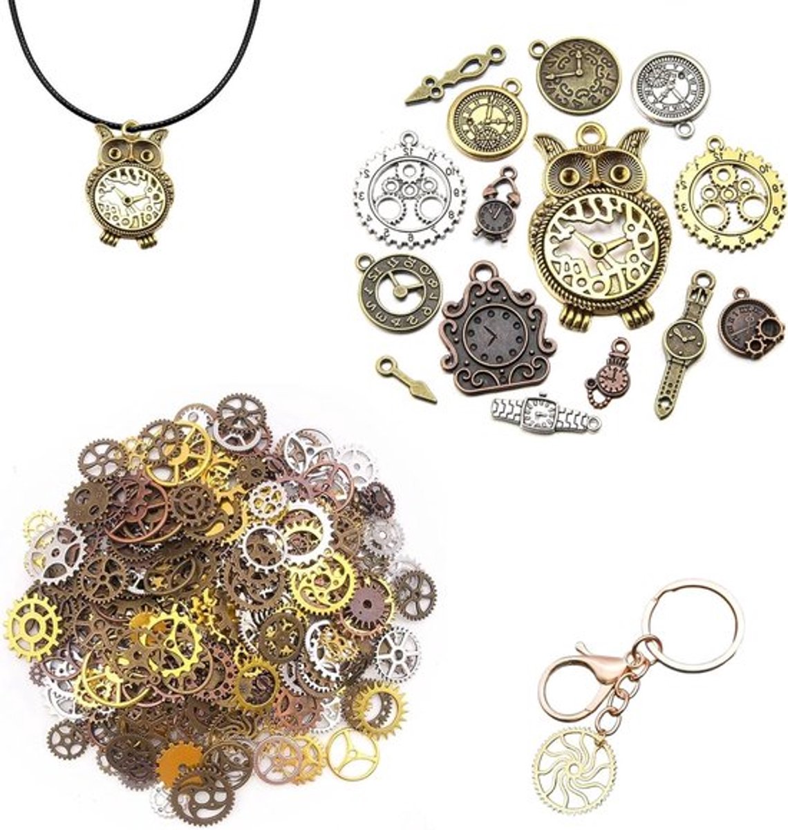 Decoratieve Steampunk Sprockets - Vintage Tandwielen van Metaal voor DIY Projecten, 100 g, Variatie in Ontwerp en Stijl