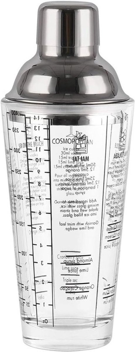 Cocktailshaker van 400 ml van roestvrij staal met zeef, ideaal voor het maken van cocktails, baraccessoires en mixen van dranken