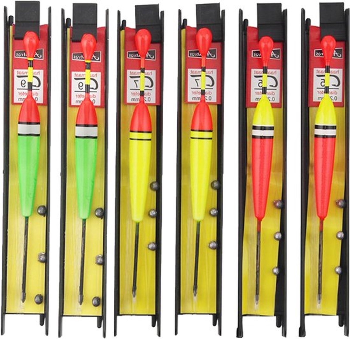 6-delige set vislijnen met dobbers, lood, koord en haken voor zeevissen en wildvissen (5#, 7#, 9#)