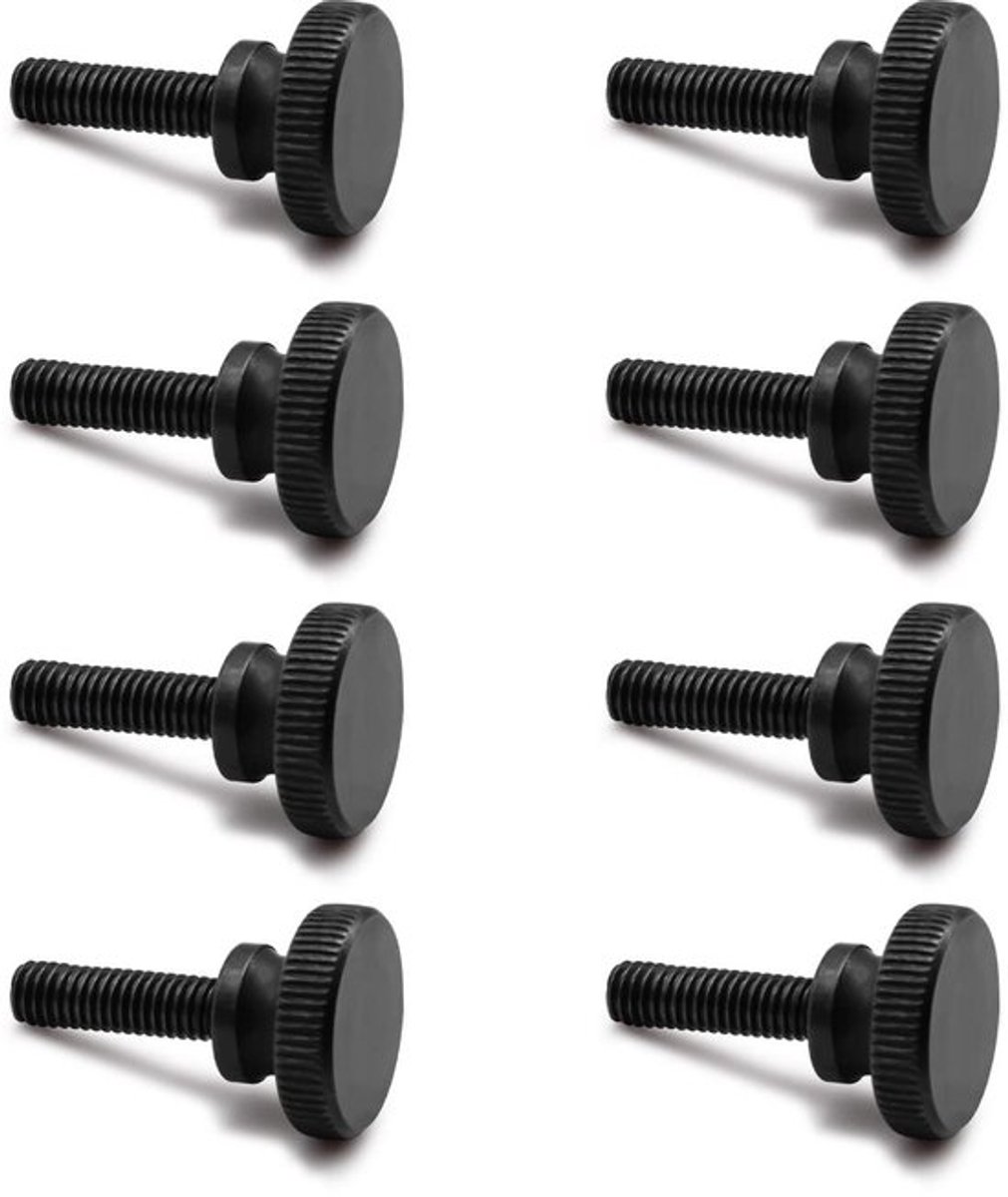 Set van 8 M6 x 20mm Hoge Knopmoeren, Zwarte Zinklegering Handklem Schroeven, Roestvrij, Geschikt voor Meubeltoepassingen en DIY Projecten