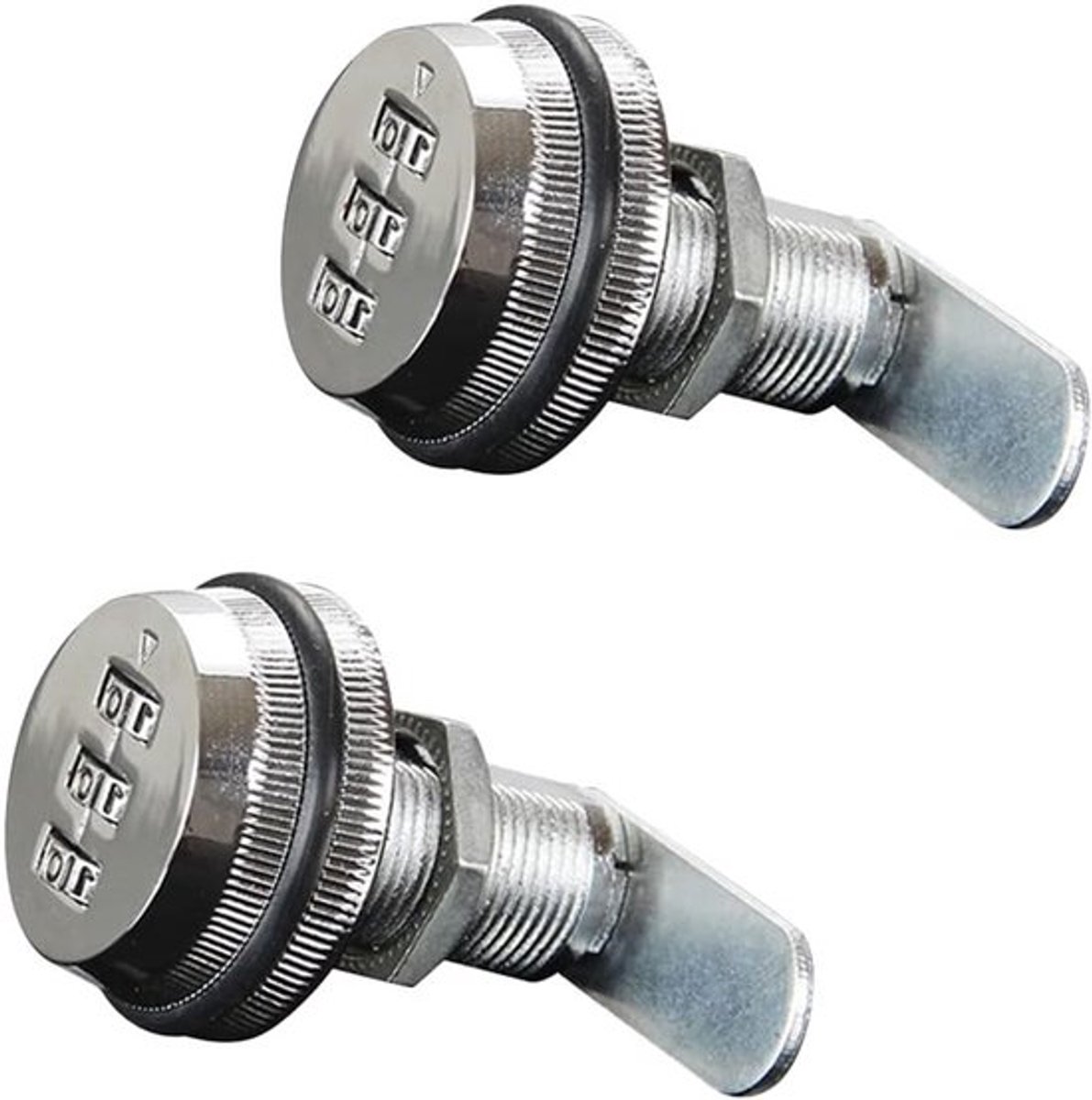 Veiligheidsslot met 3-cijferige Combinatie voor Kasten en Lades - Sleutelloze Coded Locks van Zinklegering voor Thuis, Kantoor en Postvak - 30mm Silver, Set van 2