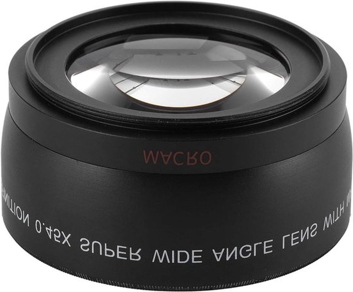 0.45x Camera Groothoek- en Macro Lens met Filterdiameter van 55 mm, Hoogwaardige Optische Glasconstructie, Zwart, Geschikt voor Fotografie en Videografie