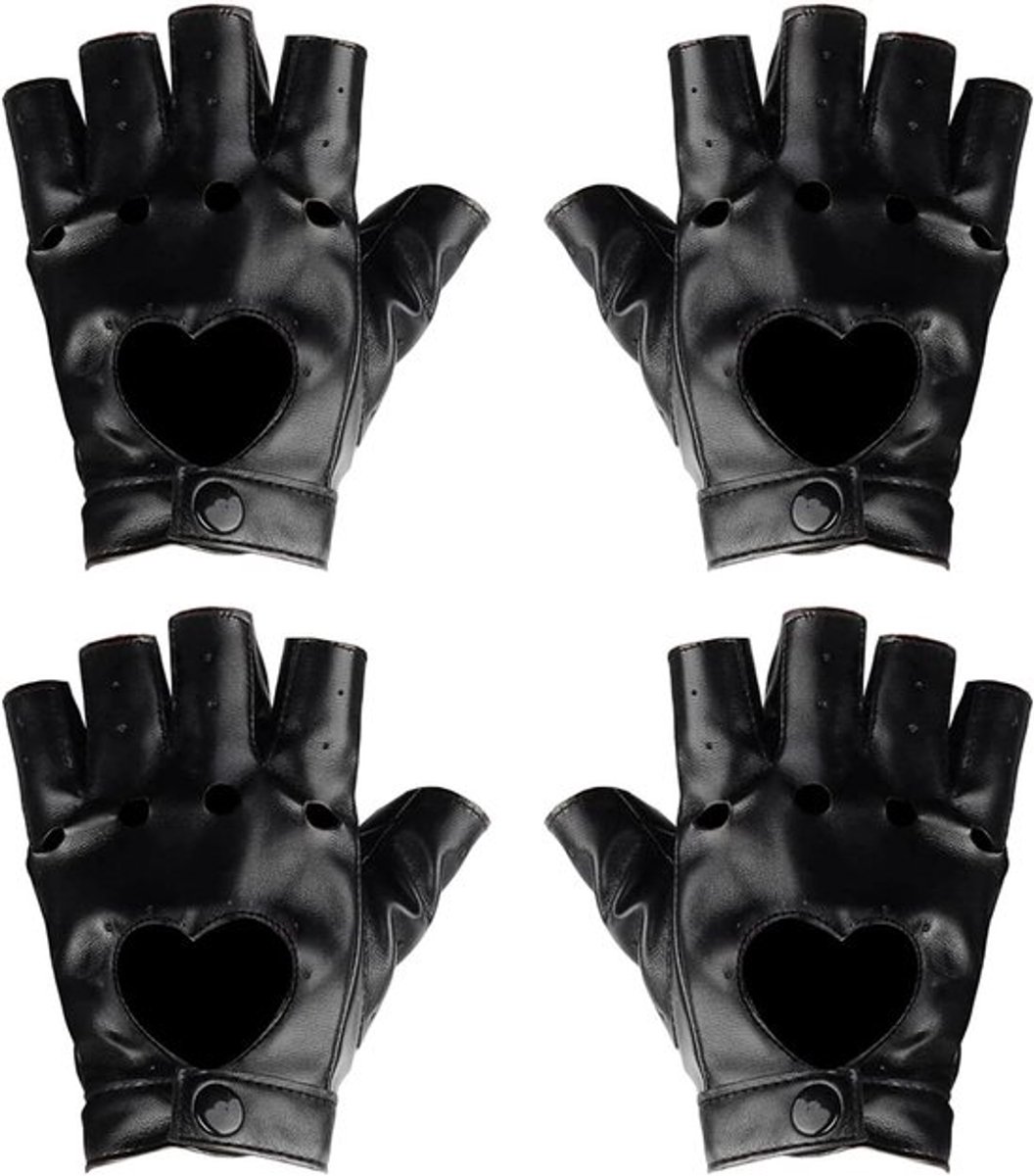 Zwarte Vingerloze Handschoenen voor Vrouwen - Leer, Punk, Biker en Cosplay Accessoires voor Rock en Hip Hop