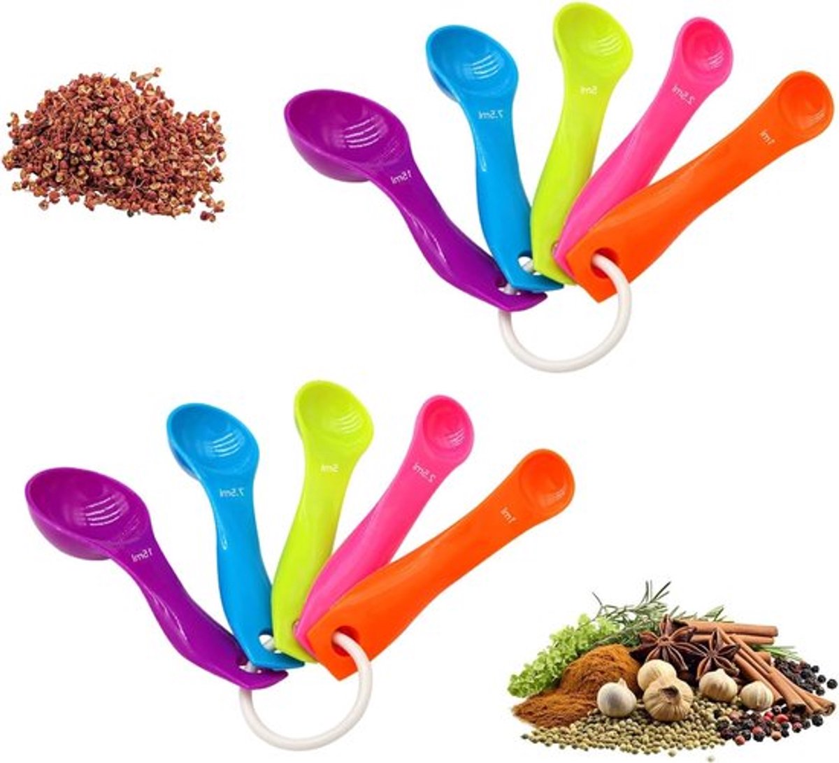 Set van 10 Maatlepels voor Nauwkeurig Afmeten van Grammen, Perfect voor Bakken en Koken met Vloeistoffen