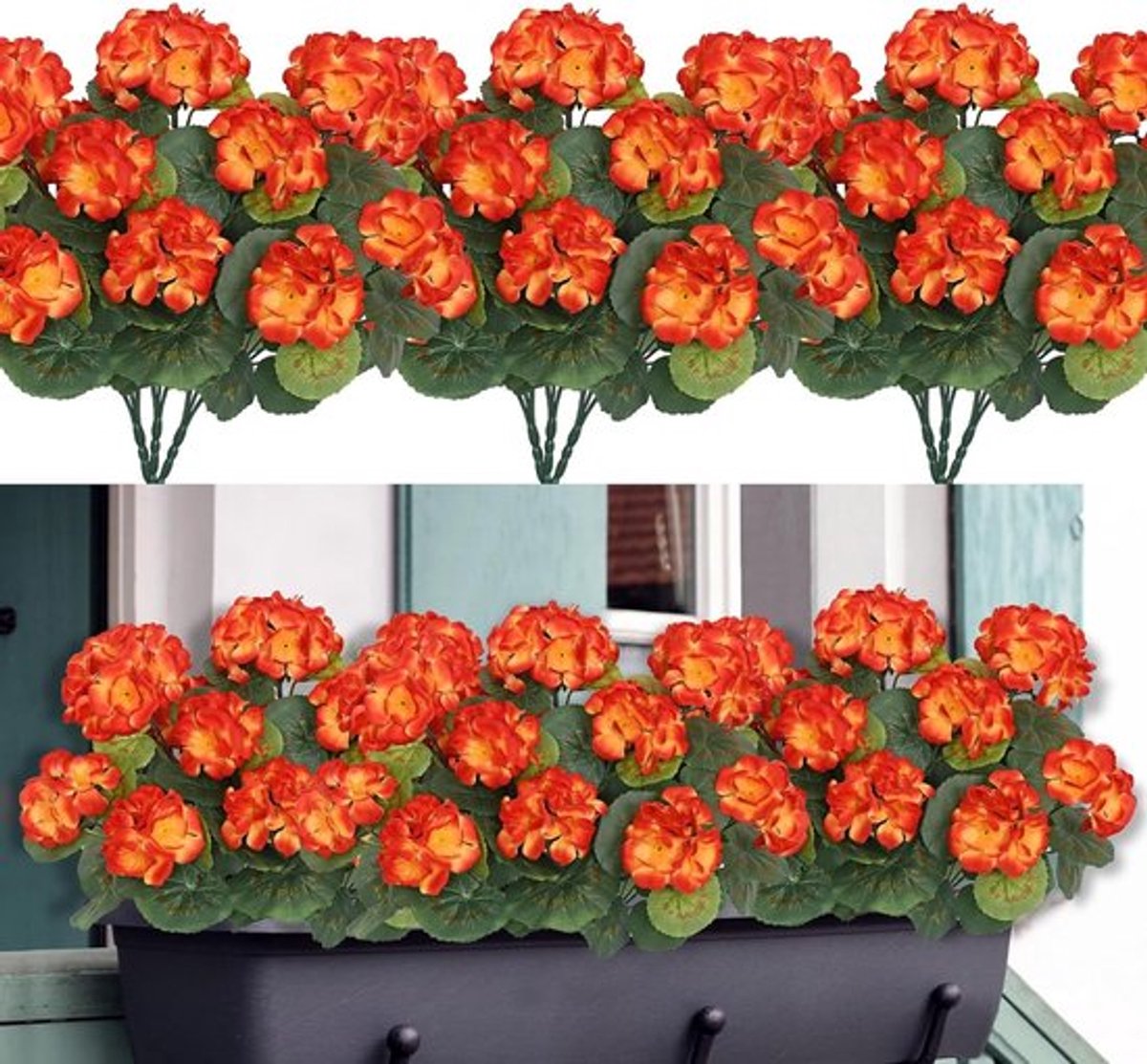 3 Bundels Kunstmatige Herfstbloemen voor Decoratie - Faux Geraniums voor Binnen en Buiten, Perfect voor Tafels, Balkons en Vensters