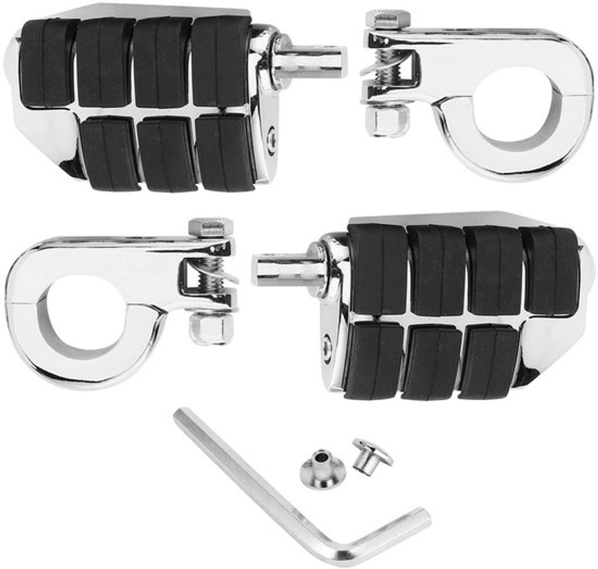 Voetsteunen Zwart Aluminium - Voetsteunen Motorfiets - Voetsteunen ATV/UTV - Voetsteunen Schokbestendig - Voetsteunen Roestvrij Staal - Voetsteunen Met Montageaccessoires - Motorpedalen