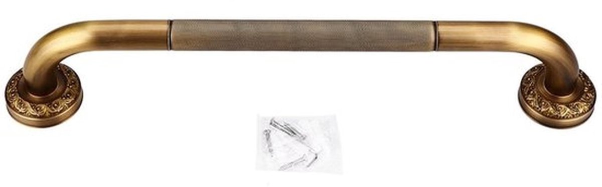 Badkamer Handgreep - Steunbeugel Douche - Veilige Ondersteuning - Massief Messing - 48.5 cm - Antiek Brons