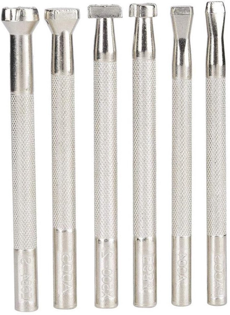 6 Stuks Leerwerk Gereedschap, 3.9 Inch Visafdrukpatroon Stempels met Antislip Handvat voor DIY Handwerk en Leerbewerking