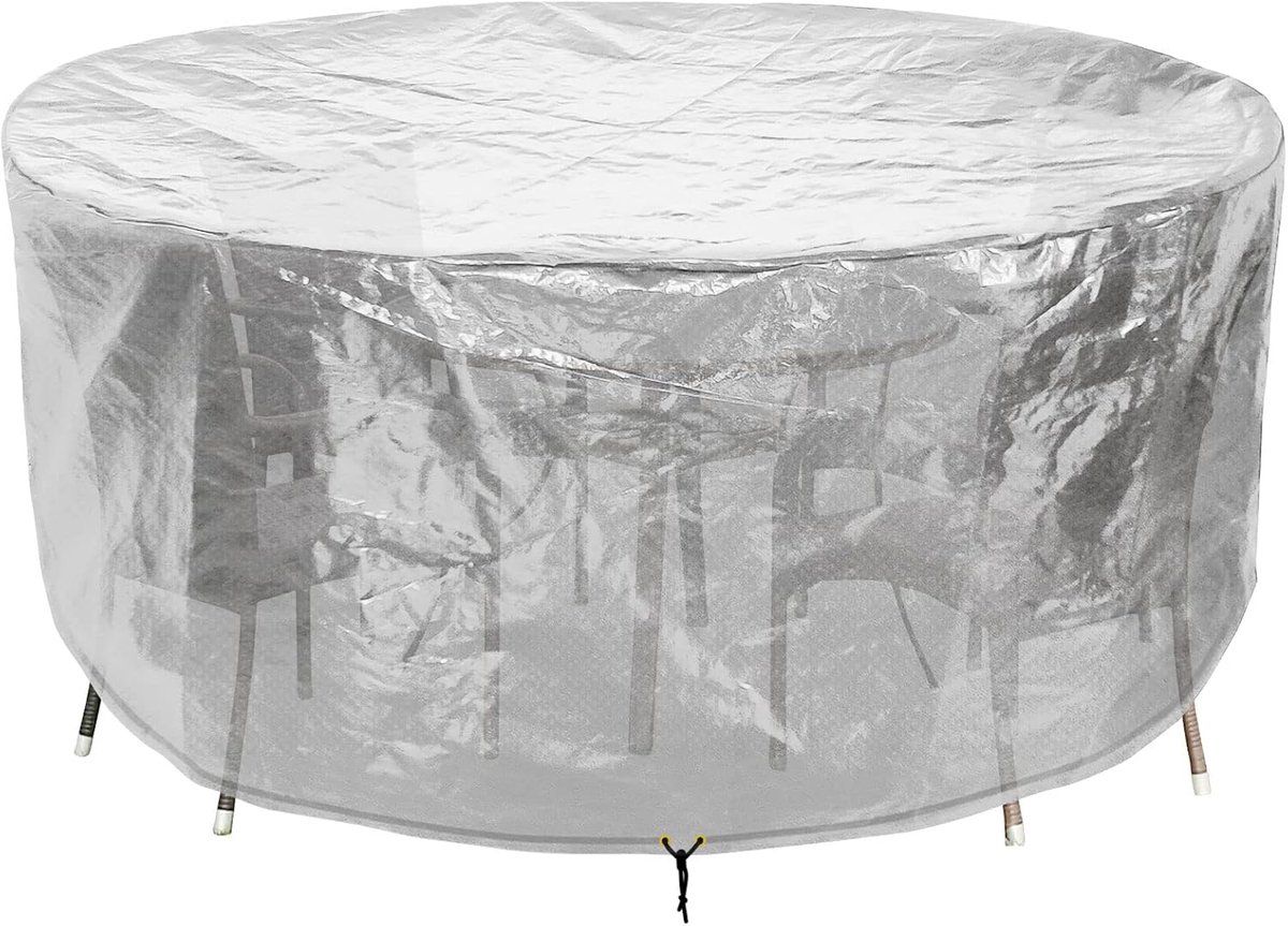 SnelShoppen - Waterdichte Tuinmeubel Beschermhoezen 300 x 90 cm voor Ronde Tafel en Stoelen, Transparant, UV-bestendig, Scheurvast, Tuin, Buiten, Camp