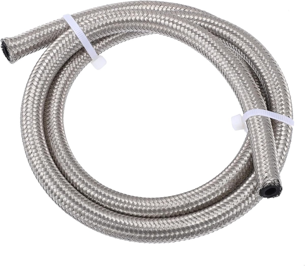 SnelShoppen - 3ft Universele Gevlochten Brandstof, Olie, Gas Slang - Zilverkleurig - 6mm Binnen Dia, 11mm Buiten Dia, 1000 PSI Werkdruk, Race, Motorfi