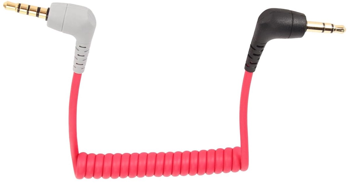 SnelShoppen - 3.5mm TRS naar TRRS Microfoon Kabel - Rechthoekige Coiled Male naar Male - Ideaal voor Opnames, Videomicrofoons en Draadloze Microfoons