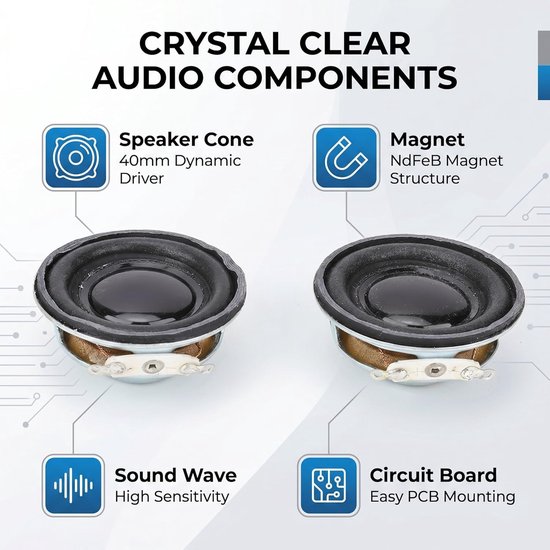 SnelShoppen - Stereo Speakers 2x3W 4 Ohm - Complete Speaker Set voor Mini Versterkers - Robuuste Metaalbehuizing - Ideaal voor Thuis Geluid en Muziekw — afbeelding 4