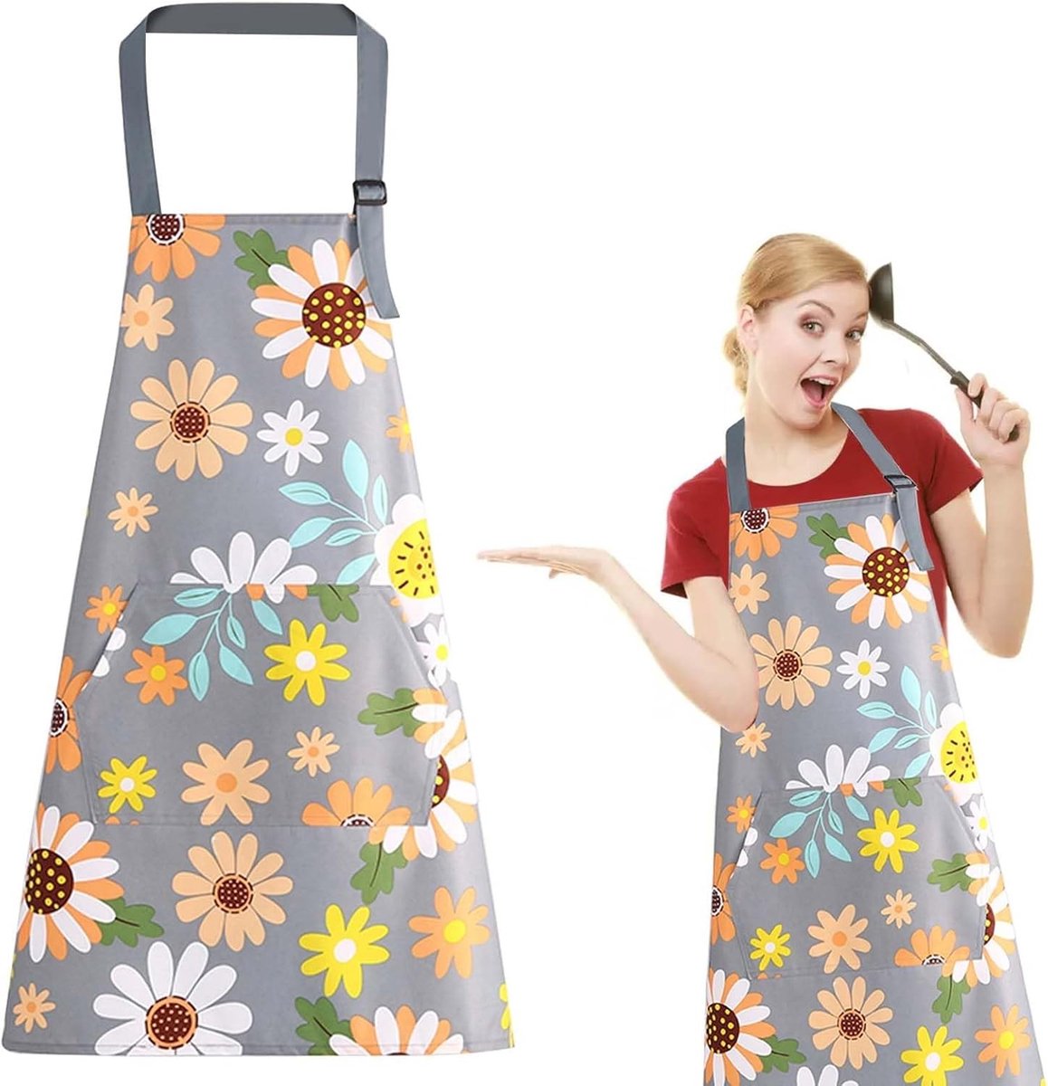 Verstelbare Schort met Pocket, Waterdicht en Vlekbestendig Keukenschort voor Vrouwen, Ideaal voor Bakken en Grillen, Comfortabel en Praktisch