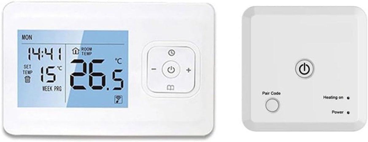 SnelShoppen - Slimme WiFi Thermostaat Programmeerbaar voor Thuis, Tuya/Smart Life App Controle, Stemgestuurd, Draadloos, Voor Woonkamer, Kantoor, 1 St