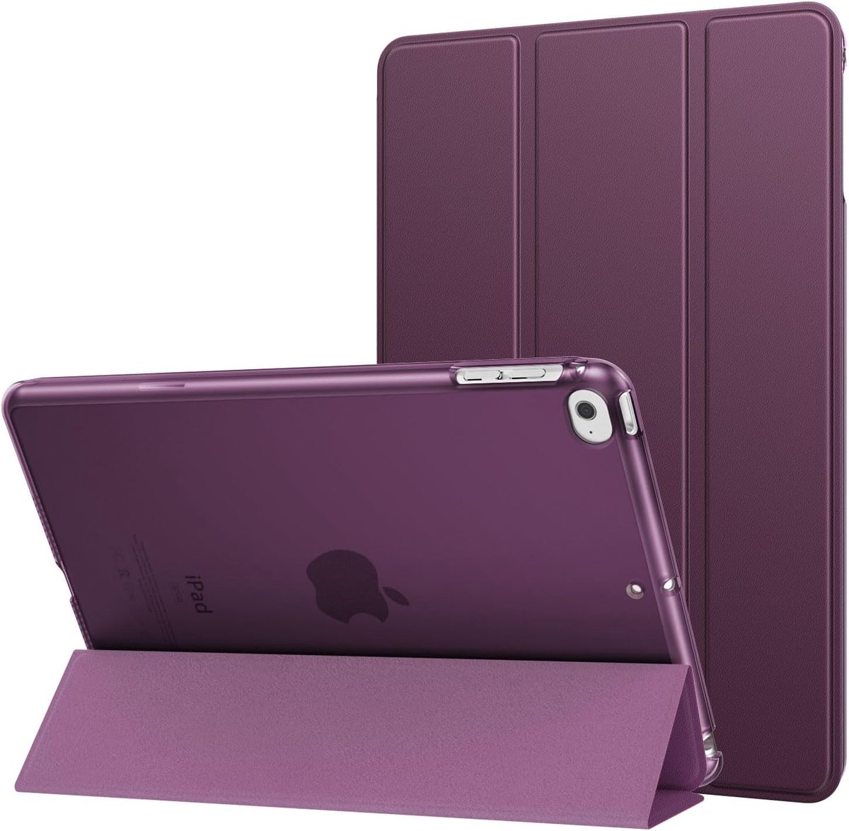 SnelShoppen - MoKo Smart Case voor iPad Mini 5/4 7.9 inch, Donkerpaars | Dunne Lichtgewicht Smart Shell Cover met Translucente Frosted Achterkant, Aut