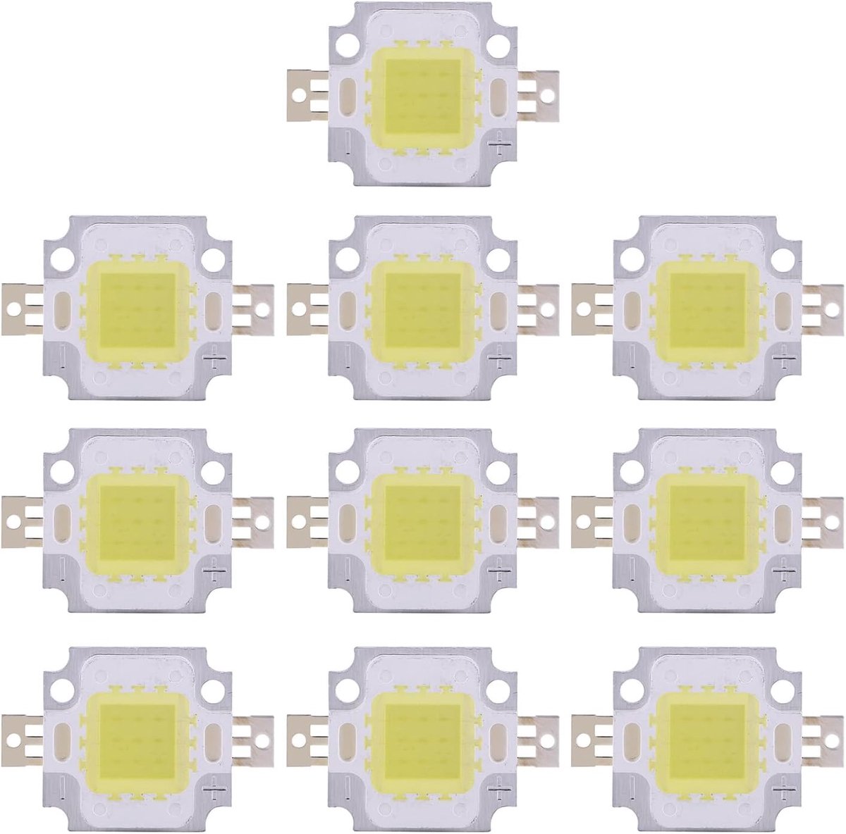 SMD Chip Cob Led Light 10Pcs 10W - Warm Wit en Pure Wit - Aluminium Ondersteuning - Ideaal voor Lampen en Zaklampen - ShopVlot