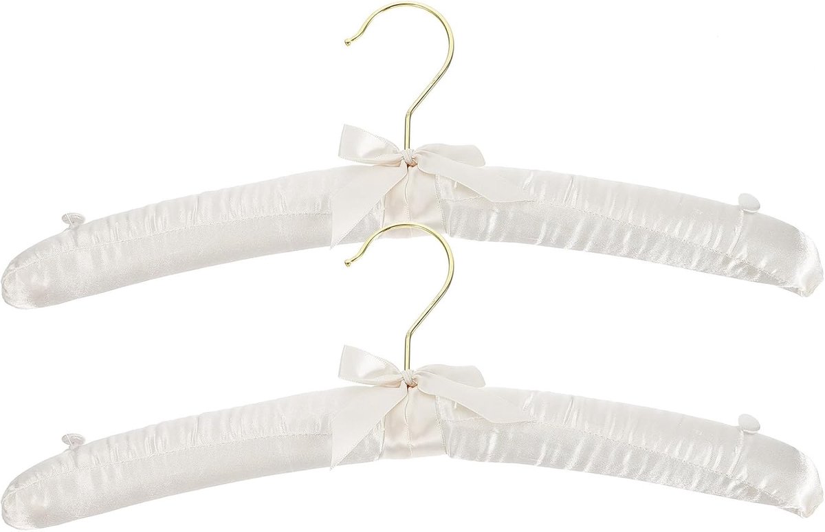 SnelShoppen - 2 Stuks Antislip Zijden Kledingset Knopen Canvas Kraag Schuim Hanger Trui Spons Wit Zwaar Kostuum Broek Bruid Schouder Bruidsmeisje Jurk