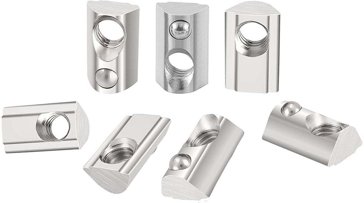 SnelShoppen - 40 Stuks M6 Groefstenen met Centrering Bal Groef 8T Moeren Set voor 30 Serie Aluminium Profiel 30x30 voor 3D Printer CNC Europees