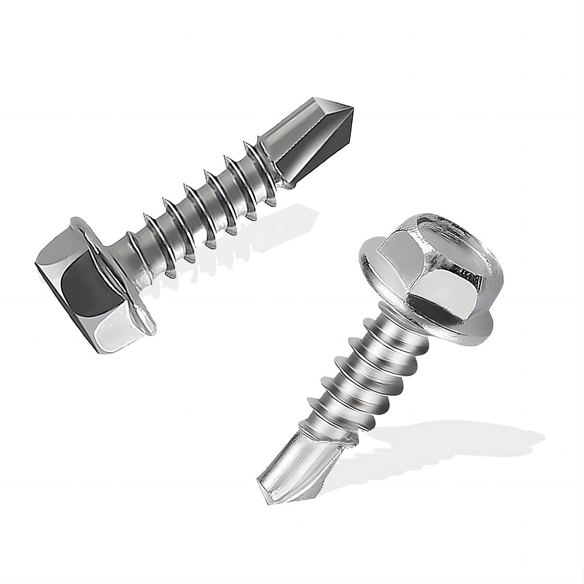 Pack of 150 Trapezoidal Sheet Screws Self Tapping Screws M4.2 x 16 mm 410 Stainless Steel Plate Screws Hex Spengler Screws Drill Screws Stainless Stee