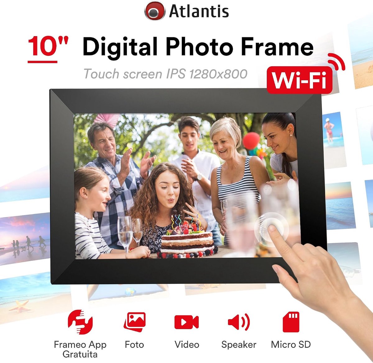 Digitale fotolijst - Foto display - Momenten delen - WiFi verbinding - 10 inch scherm - Zwart — cadeau in Wonen & Interieur - foto 4