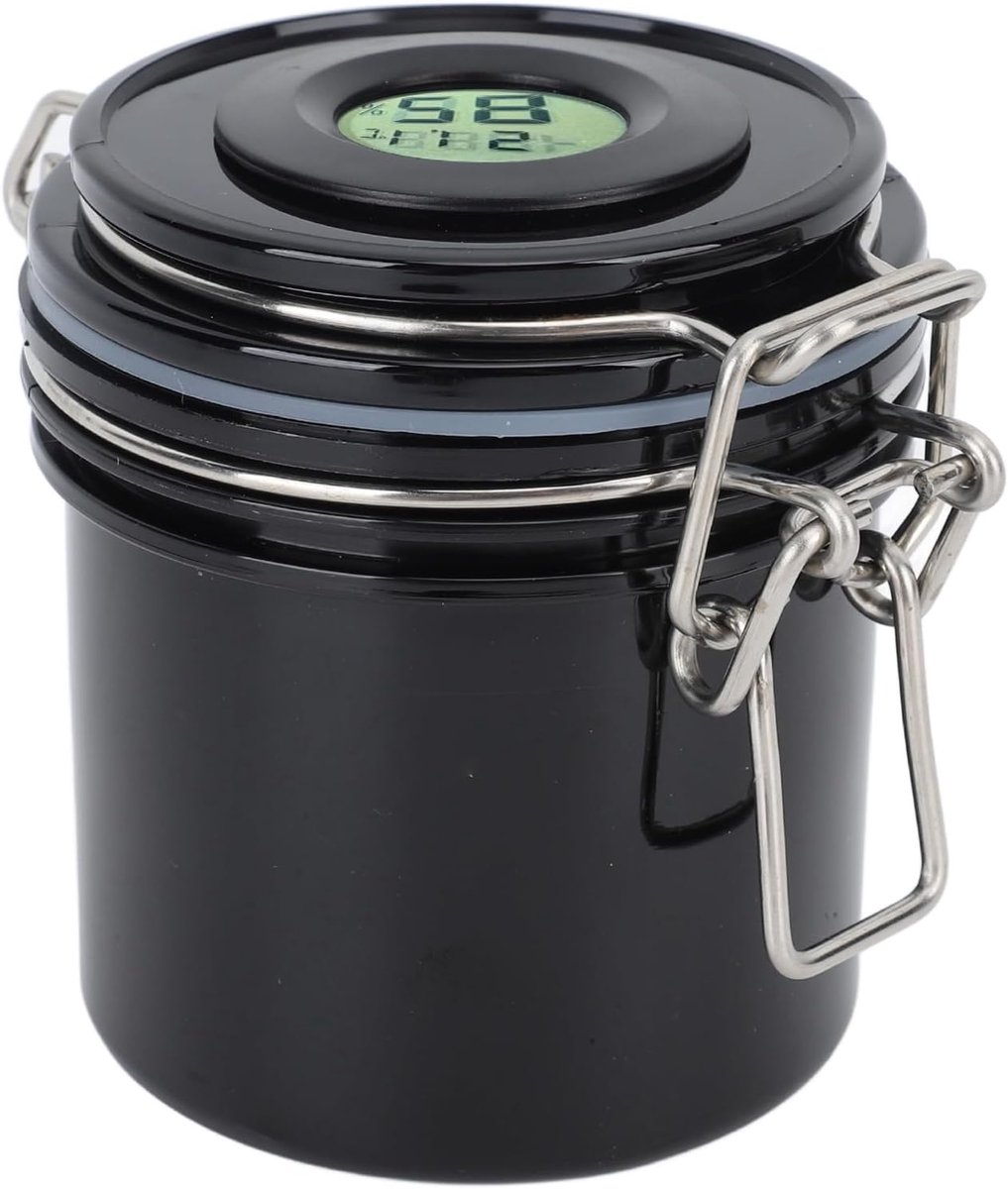 Opbergdoos Lijm - Lijmcontainer Bewaarbak - Lijm Vers Houden - Met Thermometer Hygrometer - 250 ml - Zwart