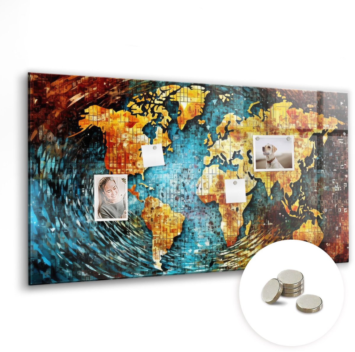 Coloray Glazen Magneetbord - Magnetisch Bord Illustratieve bergen - 120x60 cm - Veelkleurig Magneetbord - Magnetic Board - Woonkamer Decoratie