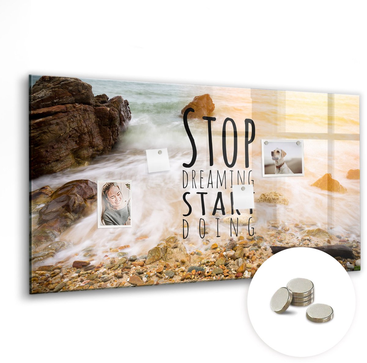 Coloray Glazen Magneetbord - Magnetisch Bord Bevroren muur - 120x60 cm - Veelkleurig Magneetbord - Magnetic Board - Memobord