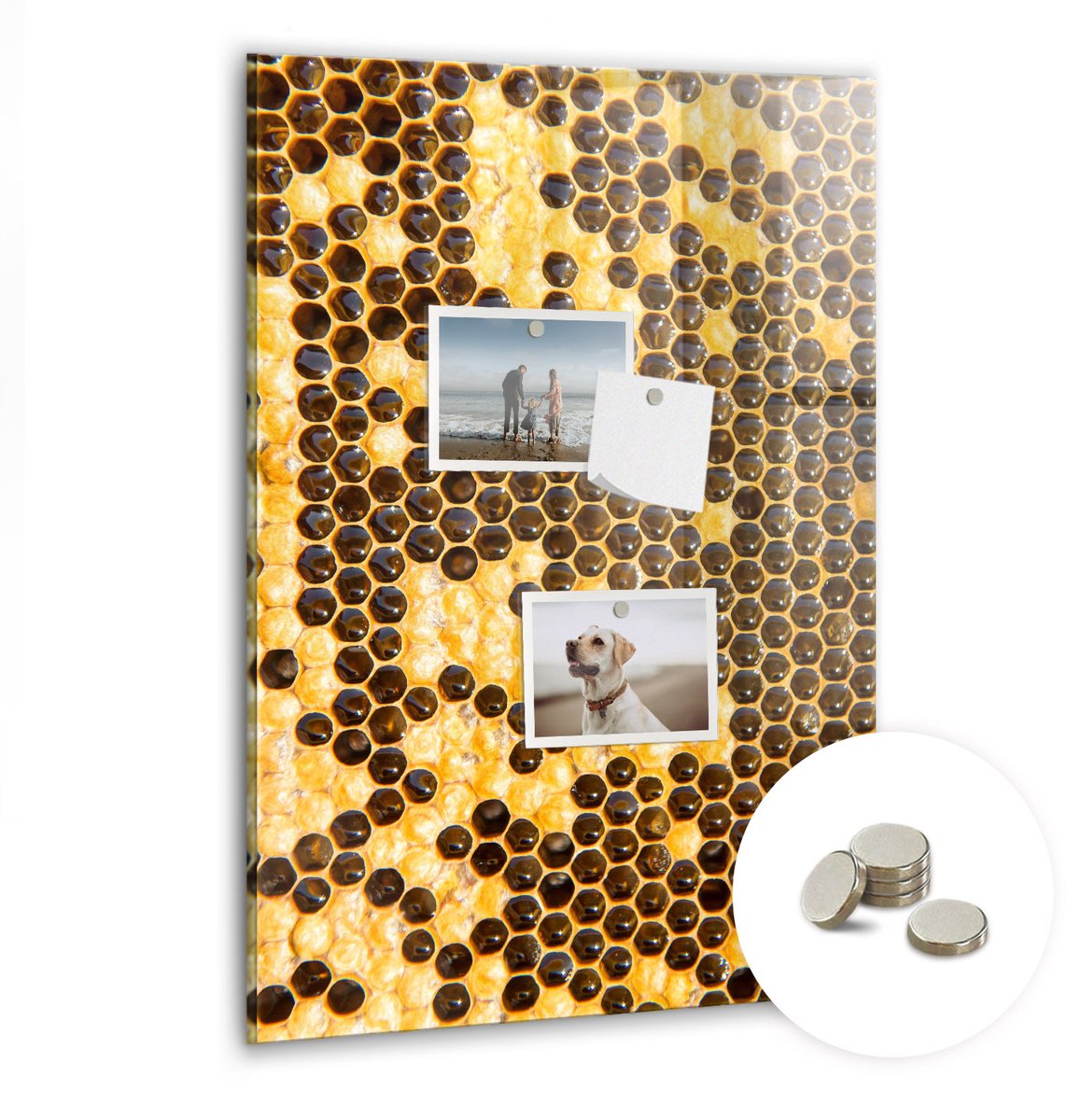 Coloray Glazen Magneetbord - Magnetisch Bord Grijze kleur - 40x60 cm - Geel Magneetbord - Magnetic Board - Memobord