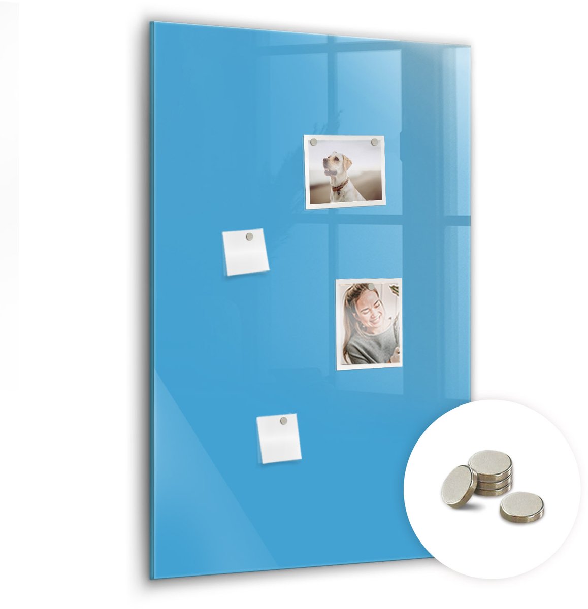 Coloray Glazen Magneetbord - Magnetisch Bord Sterke roze kleur - 60x90 cm - Blauw Magneetbord - Magnetic Board - Woonkamer Decoratie
