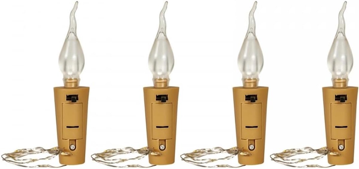 SnelShoppen - 4Pcs LED Wijnfles Stopper Lamp, Koper Draad Lichten met Kurk voor Bruiloft, Kerst, Feest, Bar, Mason Jar Decoratie