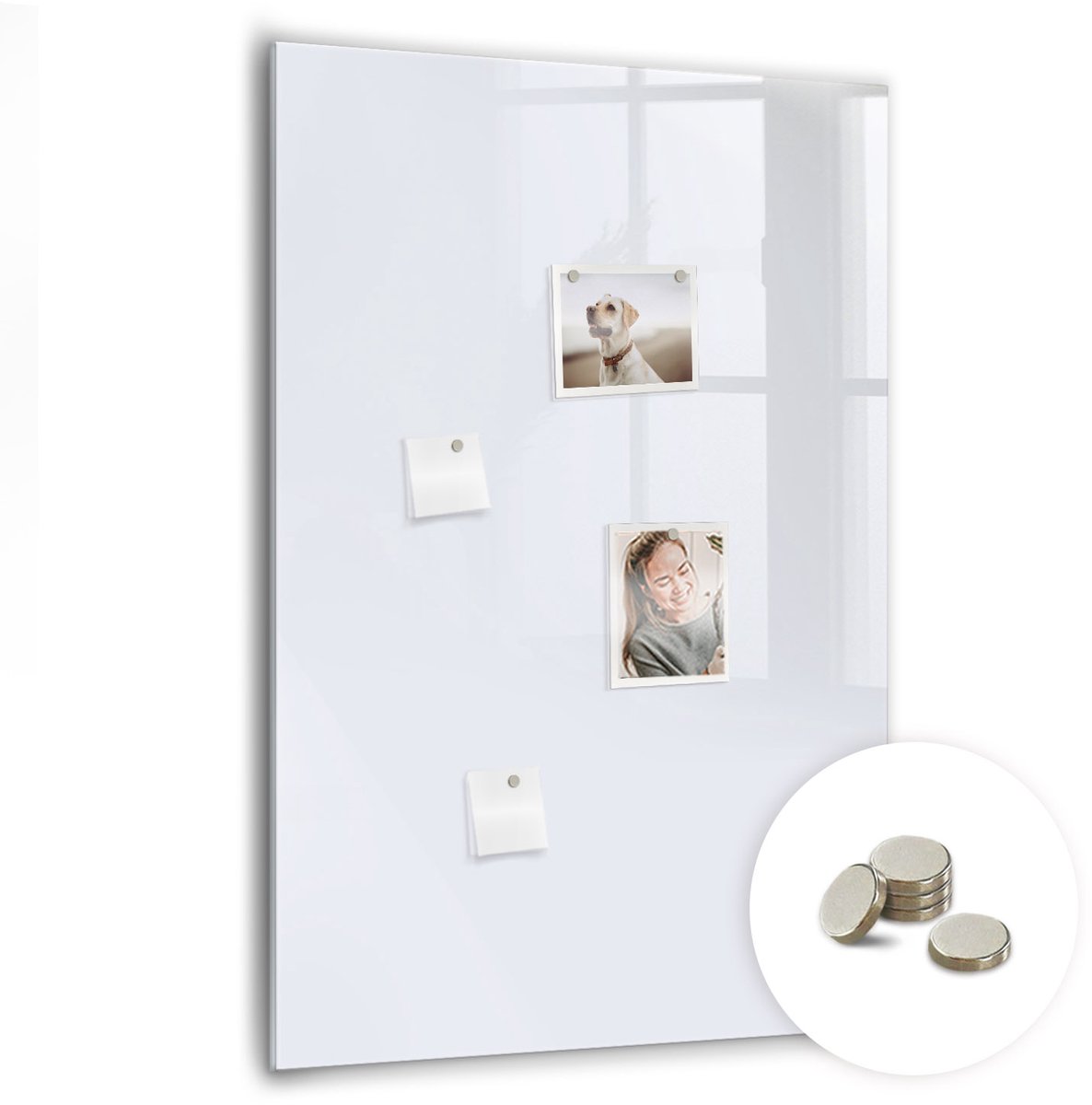 Coloray Glazen Magneetbord - Magnetisch Bord Natuurlijk hout - 70x100 cm - Wit Magneetbord - Magnetic Board - Woonkamer Decoratie
