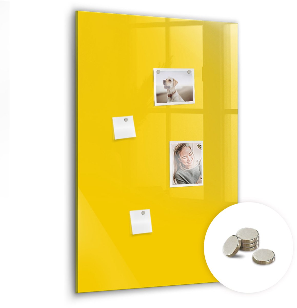Coloray Glazen Magneetbord - Magnetisch Bord 3D-abstractie - 60x90 cm - Geel Magneetbord - Magnetic Board - Memobord