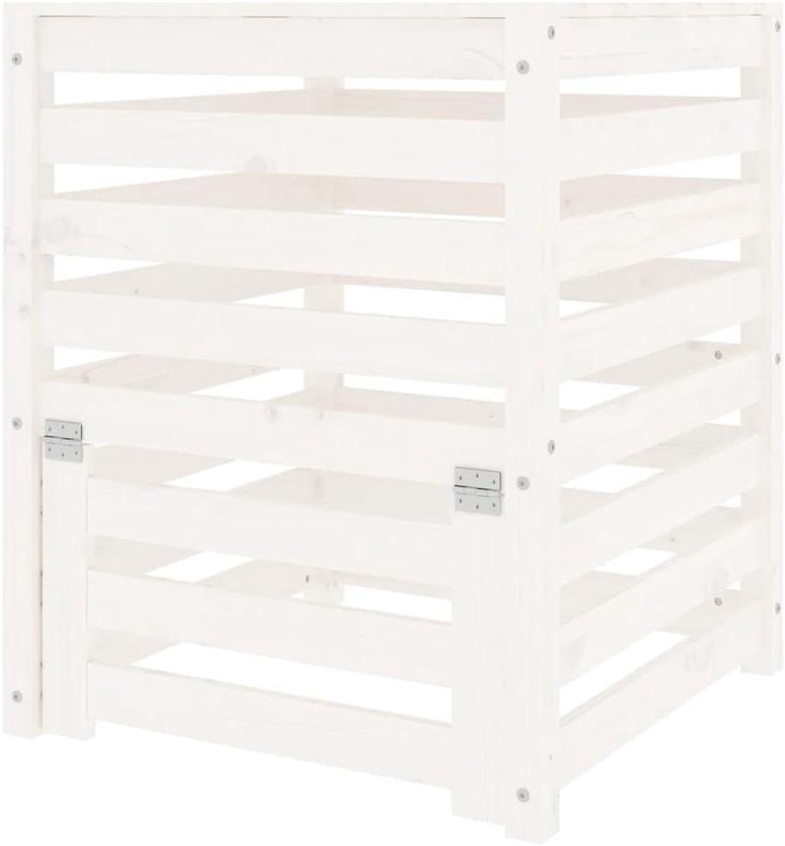 Houten Compostbak - Composteerbak Tuinafval - Compost Maken - Lamellenontwerp Luchtcirculatie - 635 x 635 x 775 cm - Wit Grenen