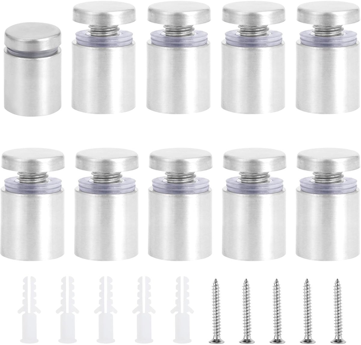 SnelShoppen - RVS Spacers 19 x 25 mm voor Glazen Bevestiging - Duurzaam en Roestvrij - 20 Stuks Inclusief Schroeven - Voor Spiegel en Bord Montages