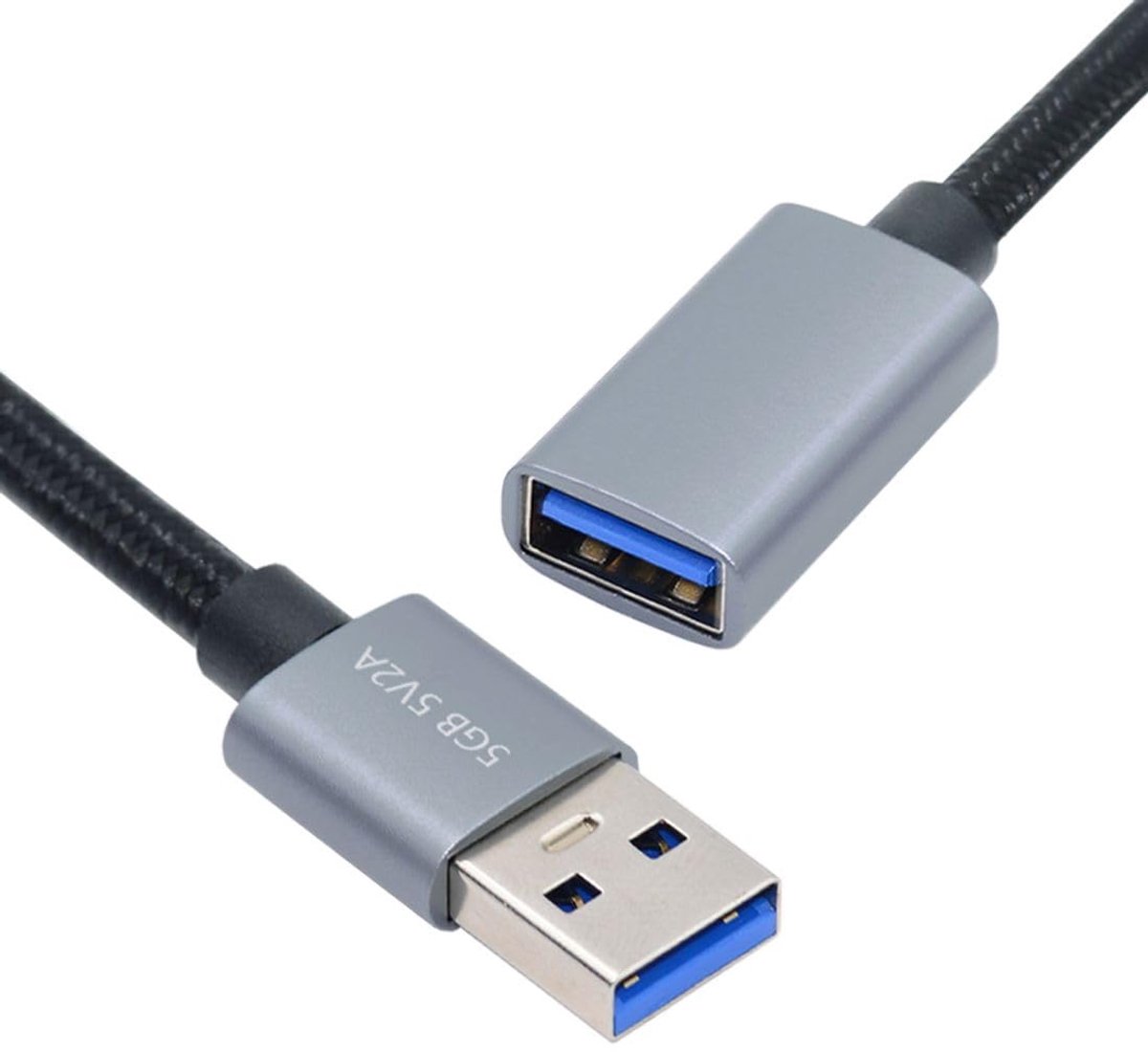 USB 3.0 verlengkabel 0.3M - nylon gevlochten - 5Gbps snelheid - handig voor schijven en camera's - ShopVlot