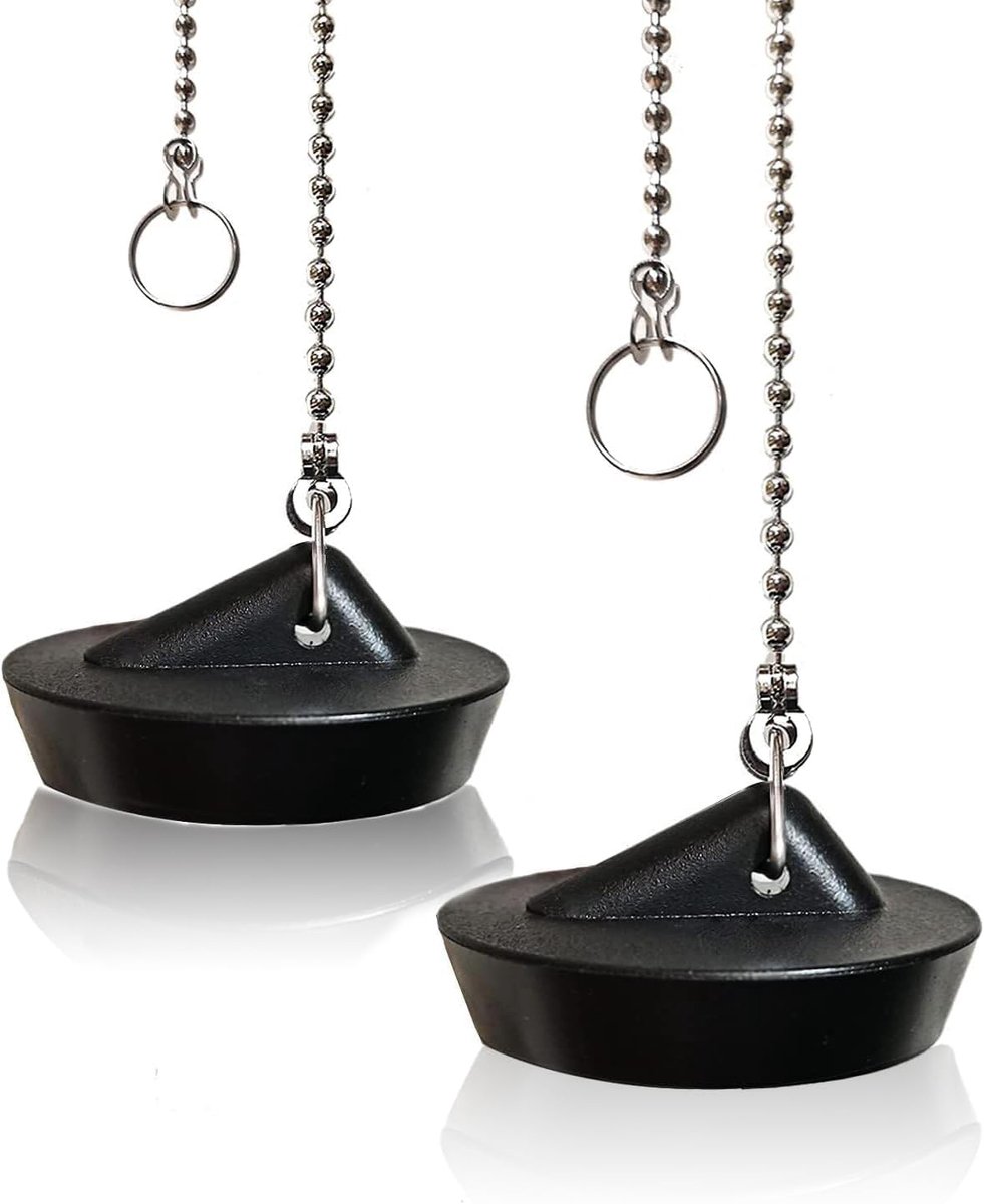 Basin Stop met Ketting - Universele Afvoerstop - Rubber Stopper - Houdt Water Vast - ShopVlot