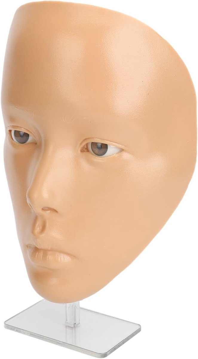Makeup Practice Face with Silicone Stand 5D Makeup Exercise Board for Full Face for Beginners (Wheat Skin) - ShopVlot