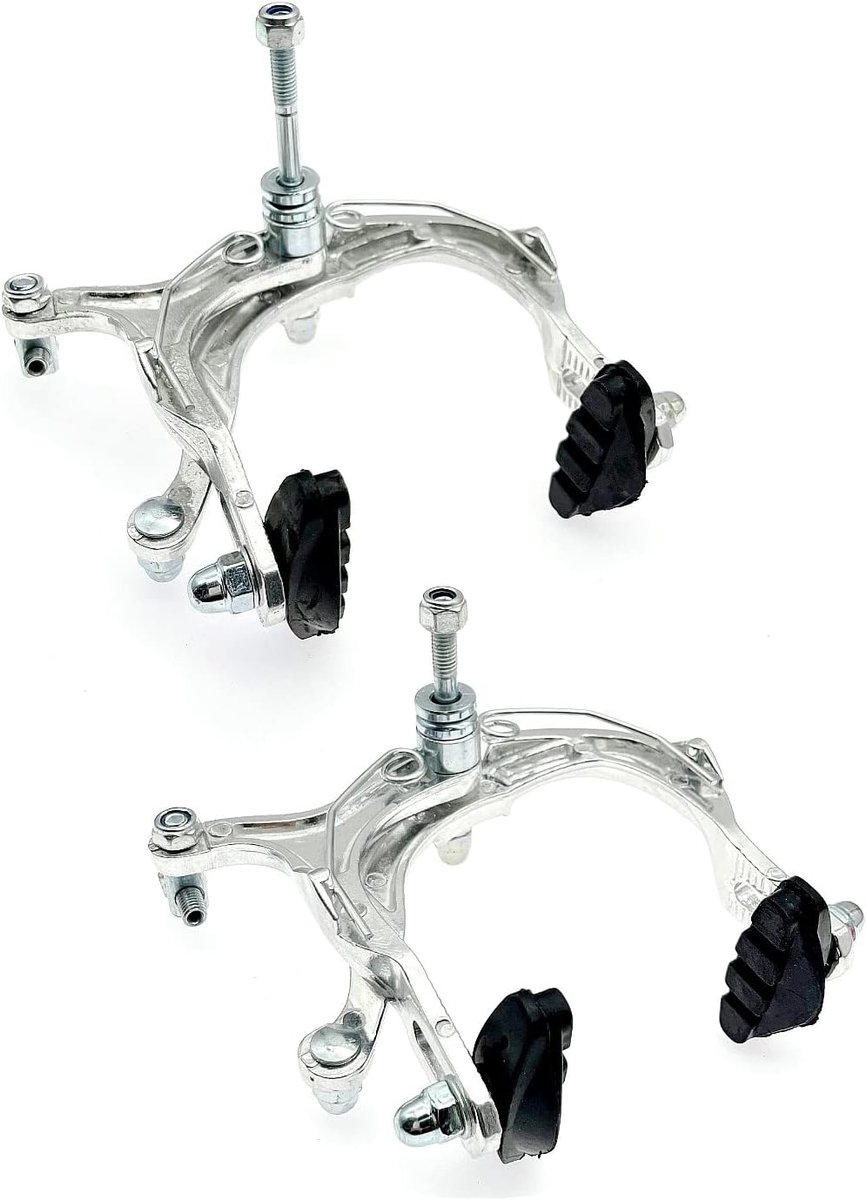 SnelShoppen - 1 Paar U Vorm Fietsklemmen Remmen voor Mountainbike, MTB, BMX, Wegfiets, Caliper Remset, Lange Armen met Remblokken, Geschikt voor Voor-