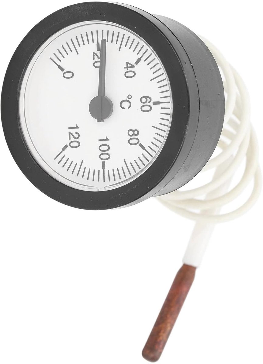 SnelShoppen - Bimetalen Thermometer met Tube - Draagbare Temperatuurmeter voor Nauwkeurige Metingen - Rond Industrieel Thermometer voor Terrarium, Kwe