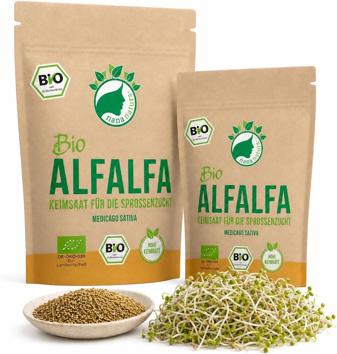 SnelShoppen - Biologische Alfalfa Spruiten Germinatie Zaden 600g | Superfood Microgreens voor Thuis, Rijk aan Aminozuren en Mineralen, Ideaal voor Keu