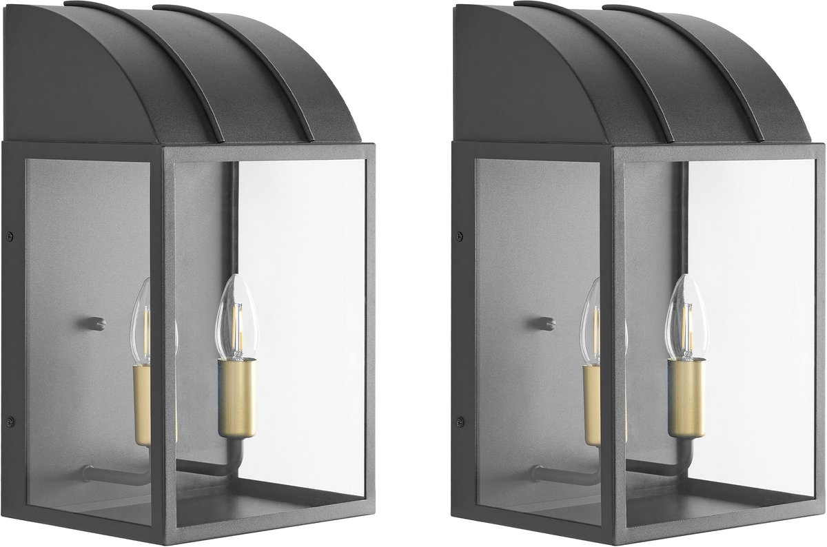 BELITSA - Set van 2 buitenwandlampen - Zwart - Metaal