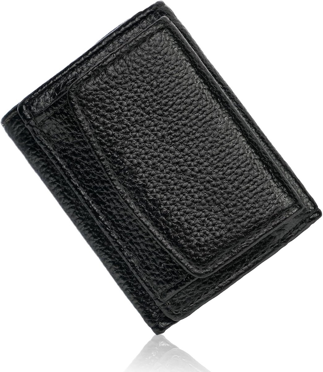 SnelShoppen - Dames Portemonnee PU Leer met Veel Vakken, Creditcard Houder voor Meisjes en Vrouwen, Kleine Portefeuille met Muntvak (Zwart)