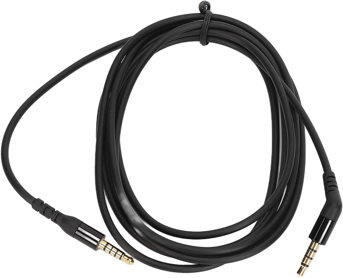 SnelShoppen - Vervangende Audiokabel 3,5mm 5-polige Kabel voor Gaming Headset, 2m Zwart, Flexibele Hoek van 135 Graden