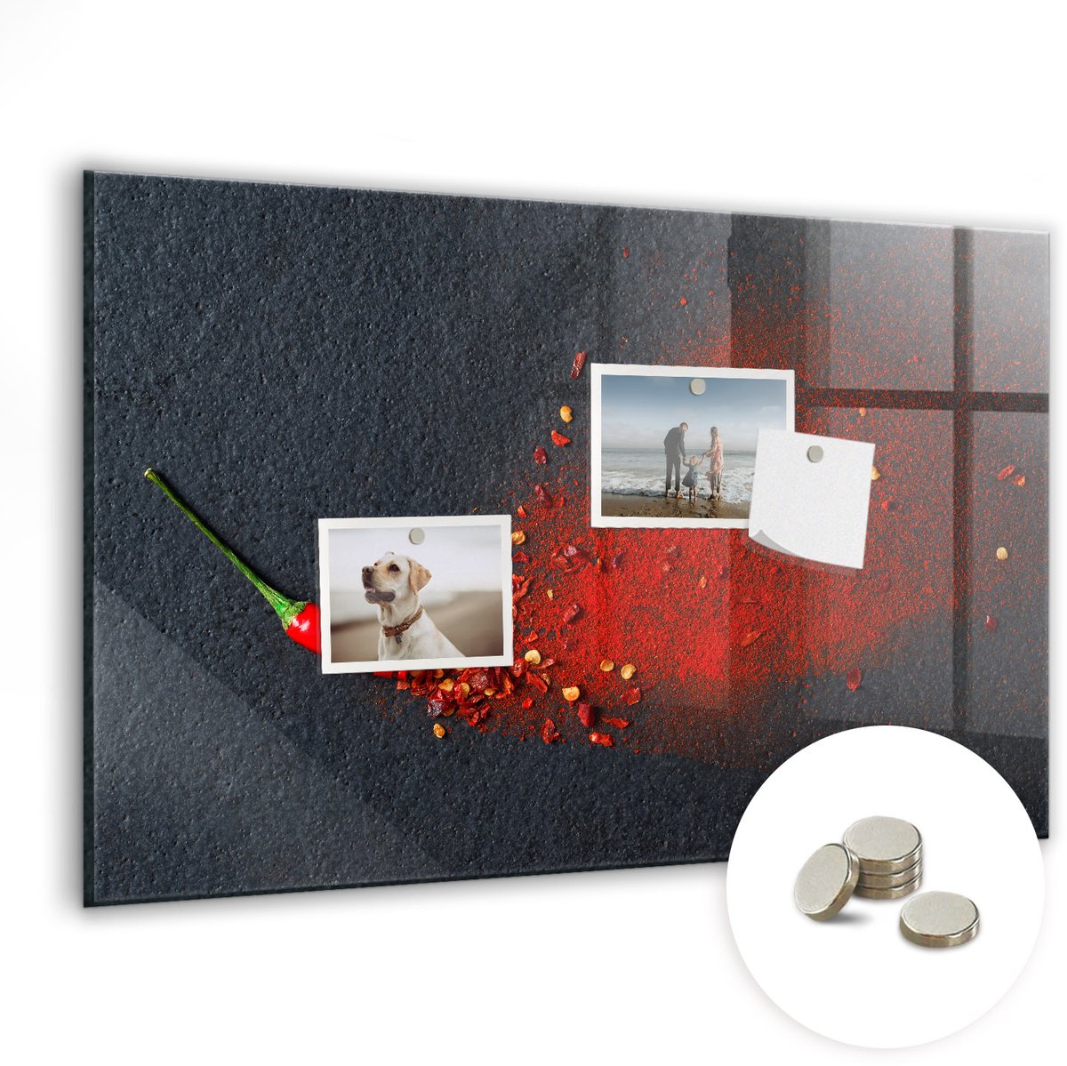 Coloray Glazen Magneetbord - Magnetisch Bord Rode specerij - 60x40 cm - Veelkleurig Magneetbord - Magnetic Board - Keuken Decoratie