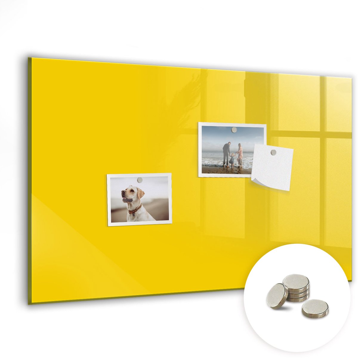 Coloray Glazen Magneetbord - Magnetisch Bord Lichtgele kleur - 60x40 cm - Geel Magneetbord - Magnetic Board - Wanddecoratie