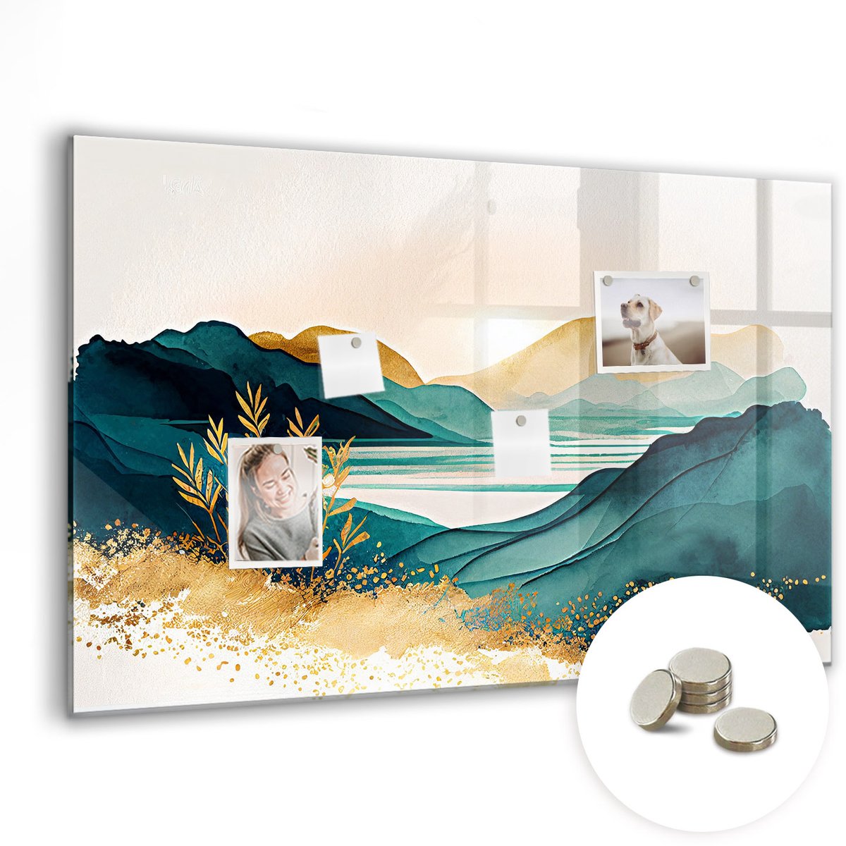Coloray Glazen Magneetbord - Magnetisch Bord Lava-vulkaan - 90x60 cm - Veelkleurig Magneetbord - Magnetic Board - Woonkamer Decoratie