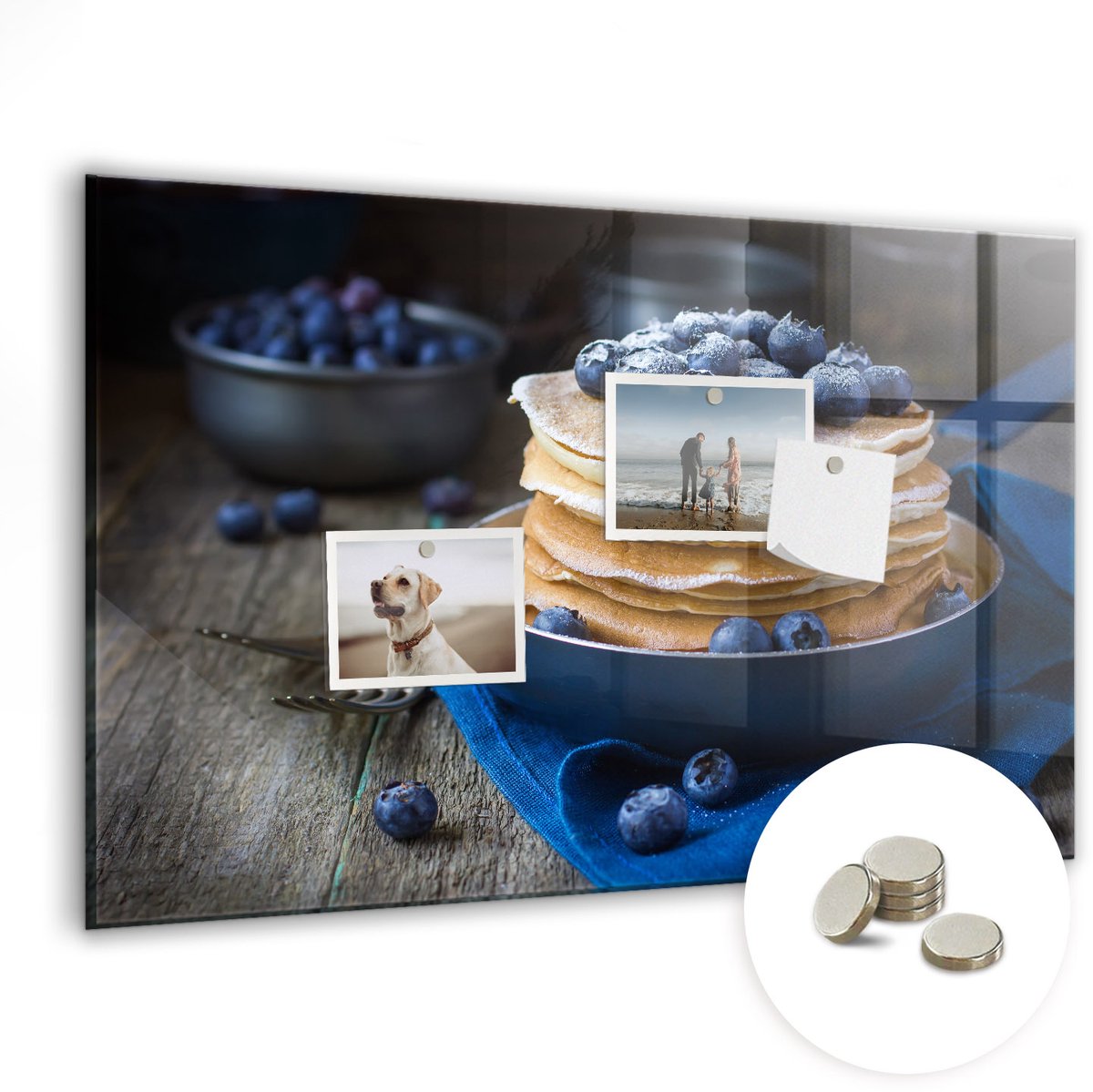 Coloray Glazen Magneetbord - Magnetisch Bord Pannenkoeken - 60x40 cm - Veelkleurig Magneetbord - Magnetic Board - Glazen Magneetbord