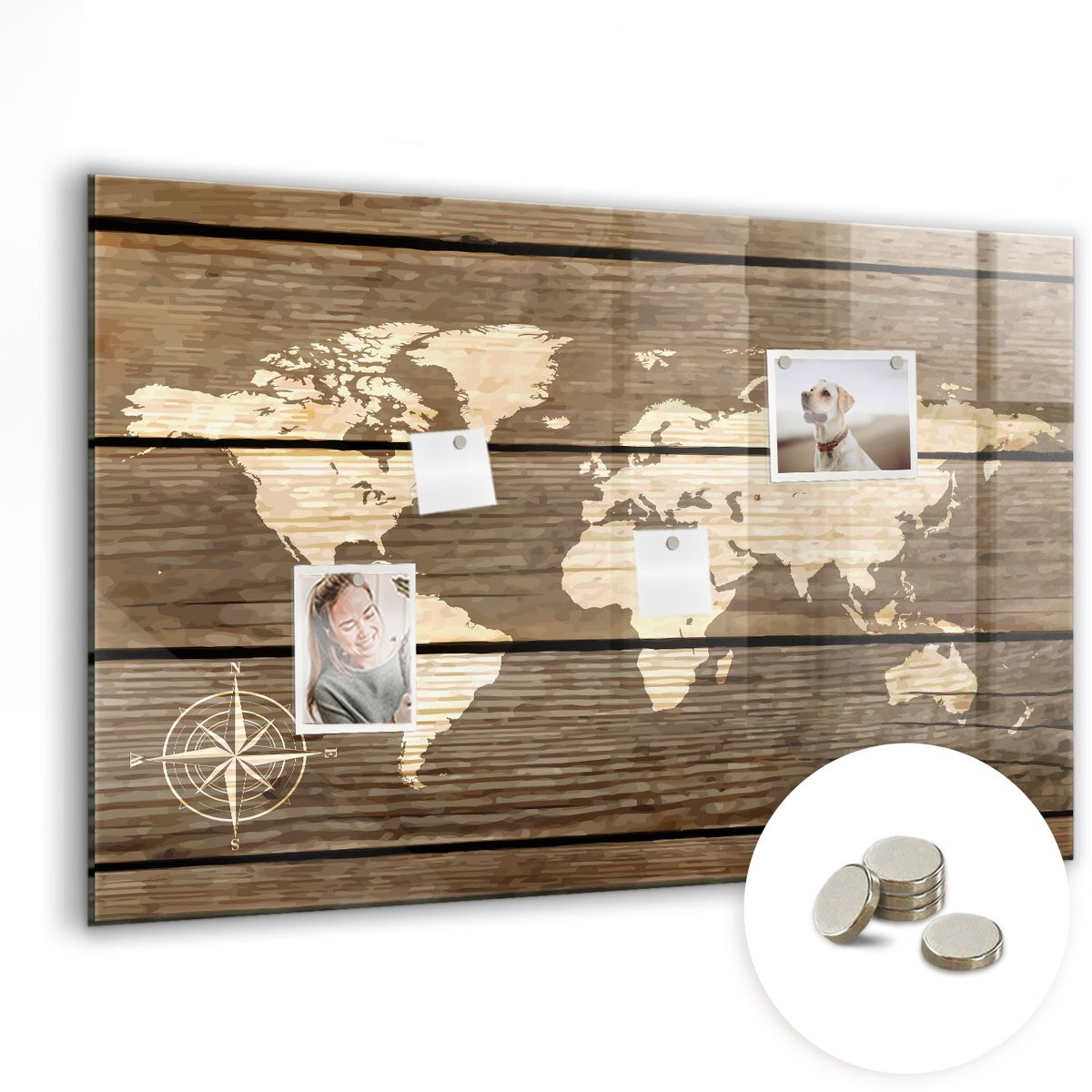 Coloray Glazen Magneetbord - Magnetisch Bord Strand, zee, zand - 90x60 cm - Bruin Magneetbord - Magnetic Board - Woonkamer Decoratie